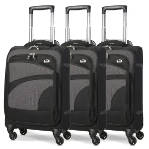 Aerolite (55x35x20cm) Lightweight Soft Shell Cabin Hand Luggage (x3 Set) | 4 Wheels