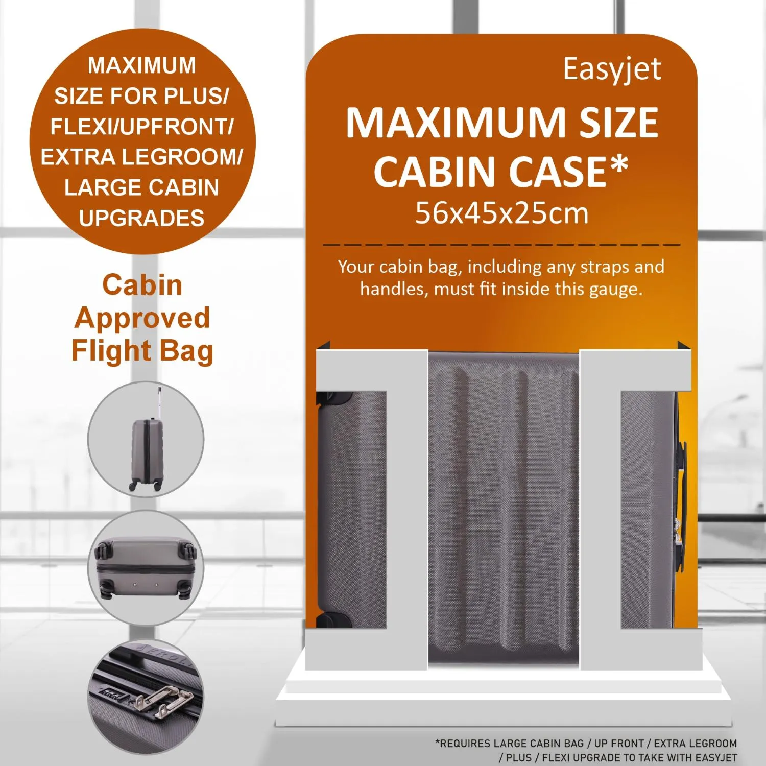 Aerolite 56x45x25cm Easyjet Large Cabin, British Airways, Jet2 Maximum Allowance 8 Wheel Ultra Light 8 Wheels Suitcase
