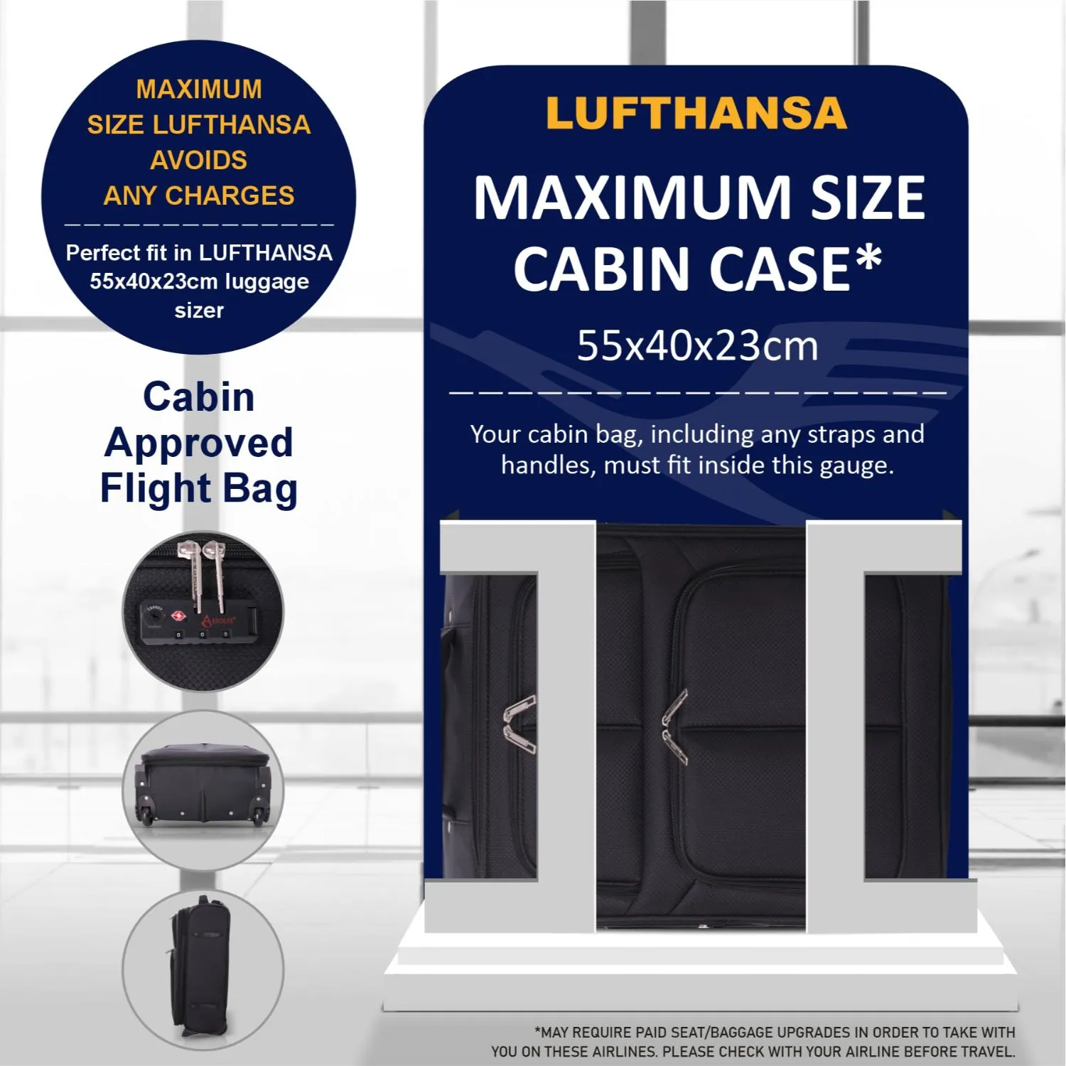 Aerolite Expandable (55x40x20cm) to (55x40x23cm) Ryanair & Wizz Air Priority Max, Lufthansa Max Lightweight Cabin Suitcase