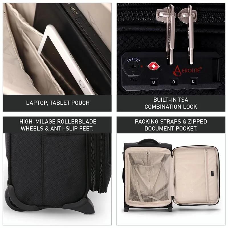 Aerolite Expandable (55x40x20cm) to (55x40x23cm) Ryanair & Wizz Air Priority Max, Lufthansa Max Lightweight Cabin Suitcase