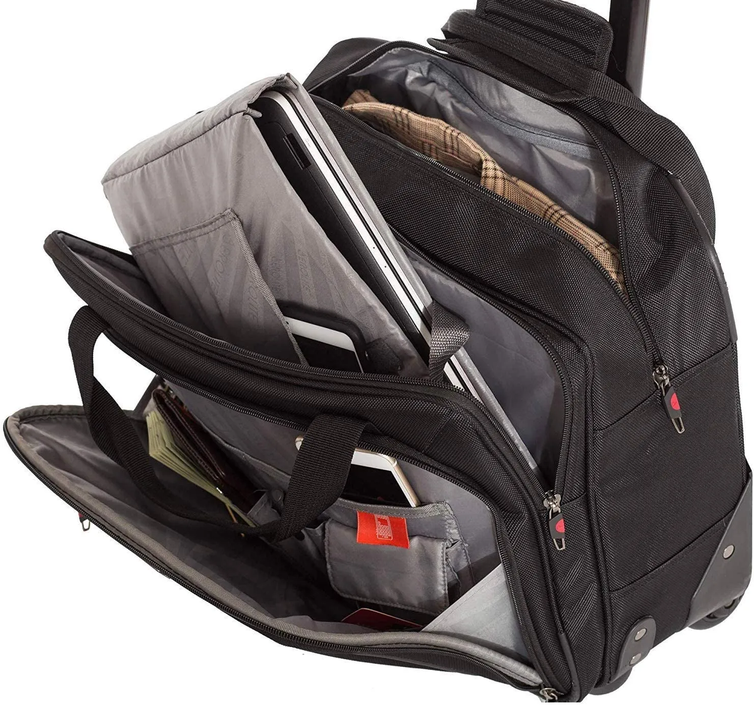 Aerolite Premium Padded Business Laptop Roller Case with 2 Wheels Approved for Ryanair Priority Boarding, Easyjet Plus, BA and More Airlines. Fits up to 15.6 Inch Laptops (Black)