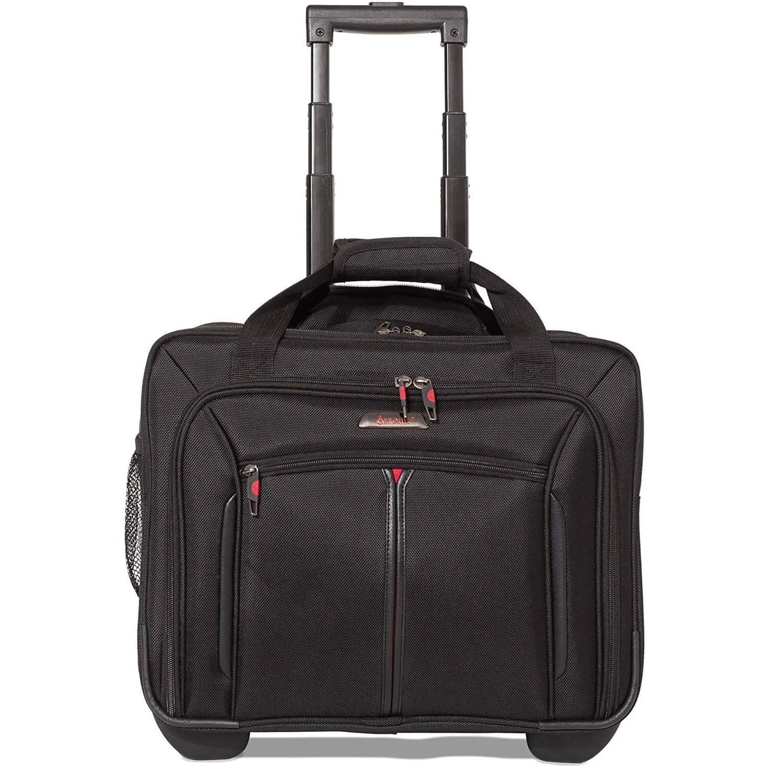 Aerolite Premium Padded Business Laptop Roller Case with 2 Wheels Approved for Ryanair Priority Boarding, Easyjet Plus, BA and More Airlines. Fits up to 15.6 Inch Laptops (Black)