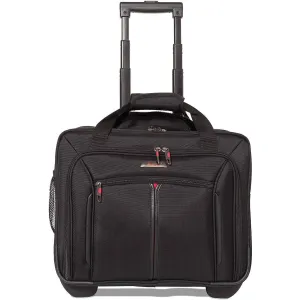 Aerolite Premium Padded Business Laptop Roller Case with 2 Wheels Approved for Ryanair Priority Boarding, Easyjet Plus, BA and More Airlines. Fits up to 15.6 Inch Laptops (Black)