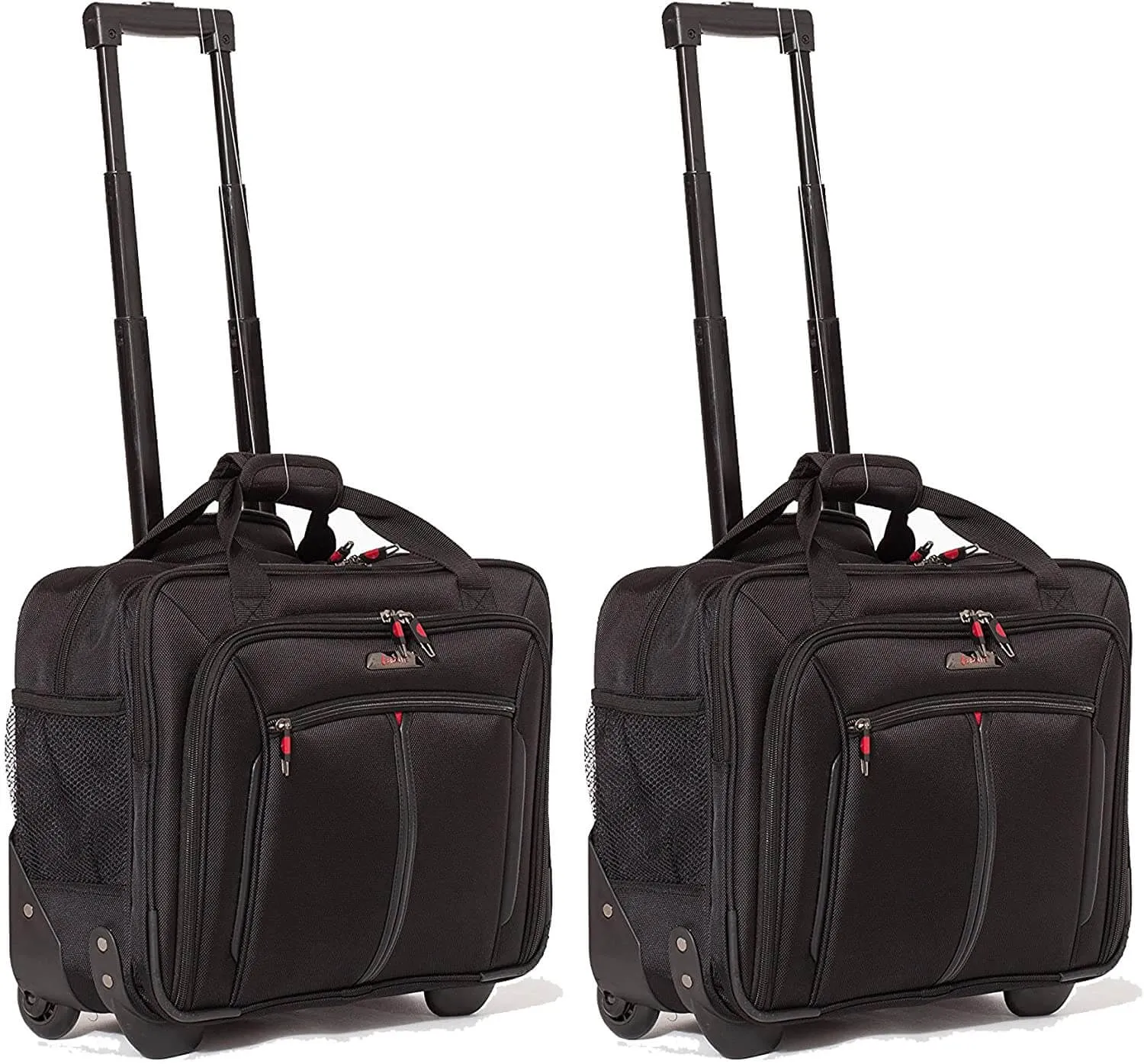 Aerolite Premium Padded Business Laptop Roller Case with 2 Wheels Approved for Ryanair Priority Boarding, Easyjet Plus, BA and More Airlines. Fits up to 15.6 Inch Laptops (Black)