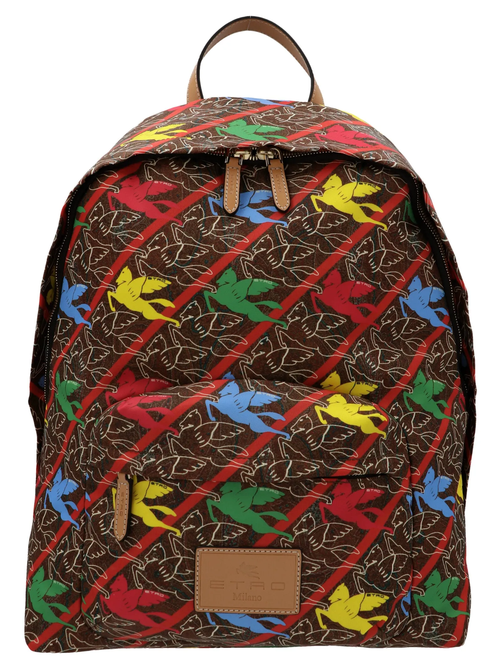 Etro Pegaso Printed Logo Patch Backpack