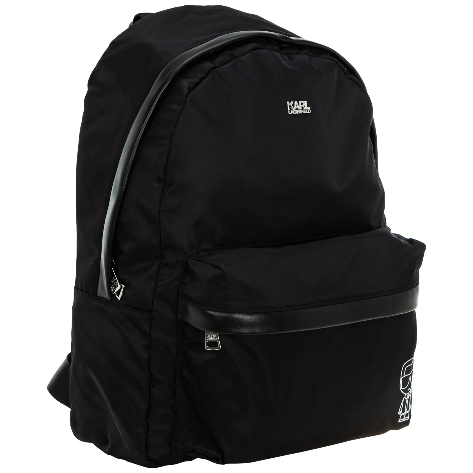 Karl Lagerfeld Logo Print Front-Zip Backpack