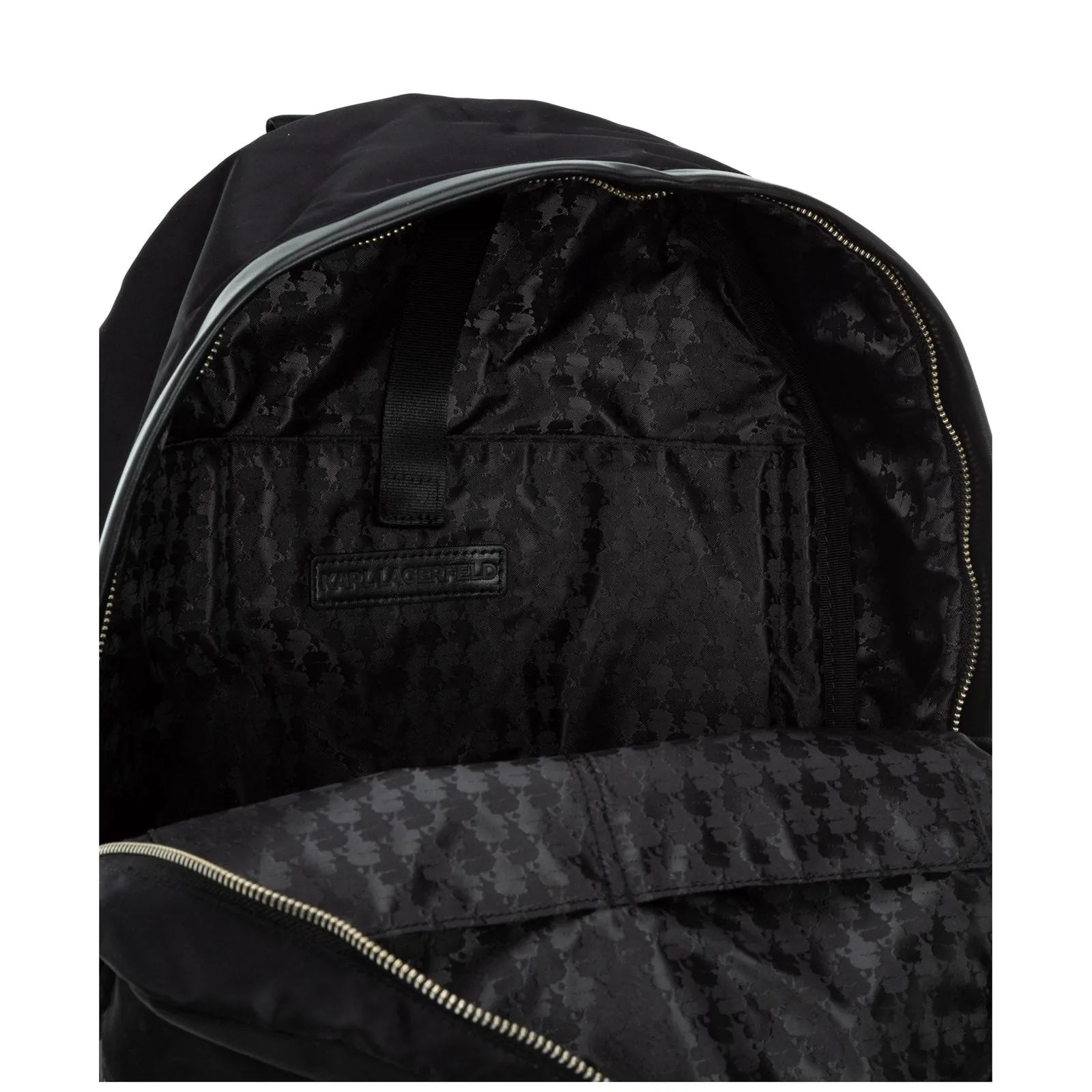 Karl Lagerfeld Logo Print Front-Zip Backpack