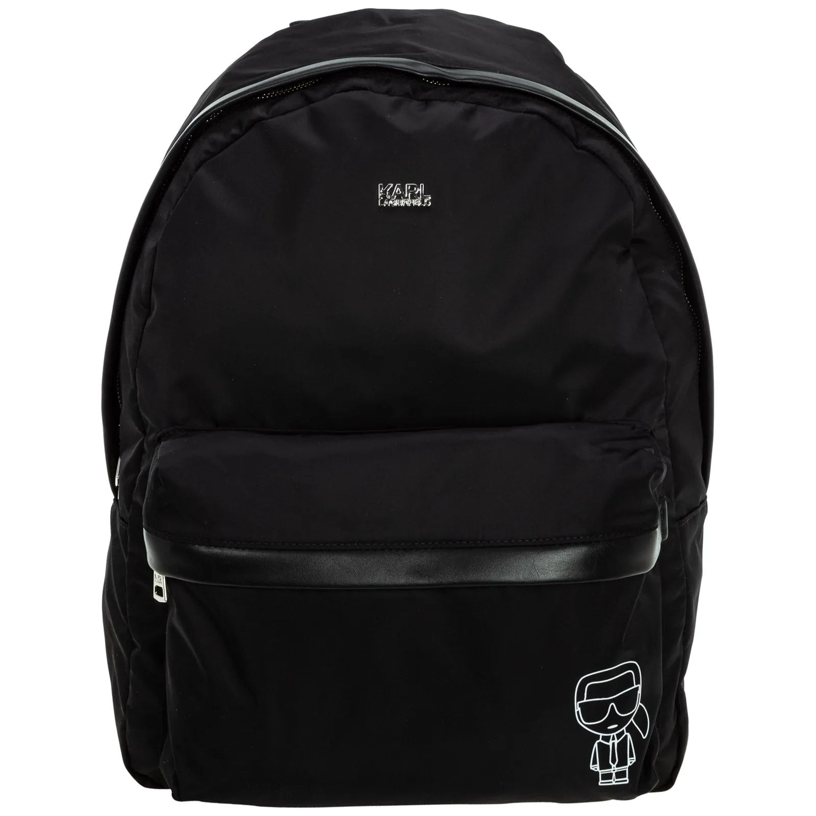 Karl Lagerfeld Logo Print Front-Zip Backpack