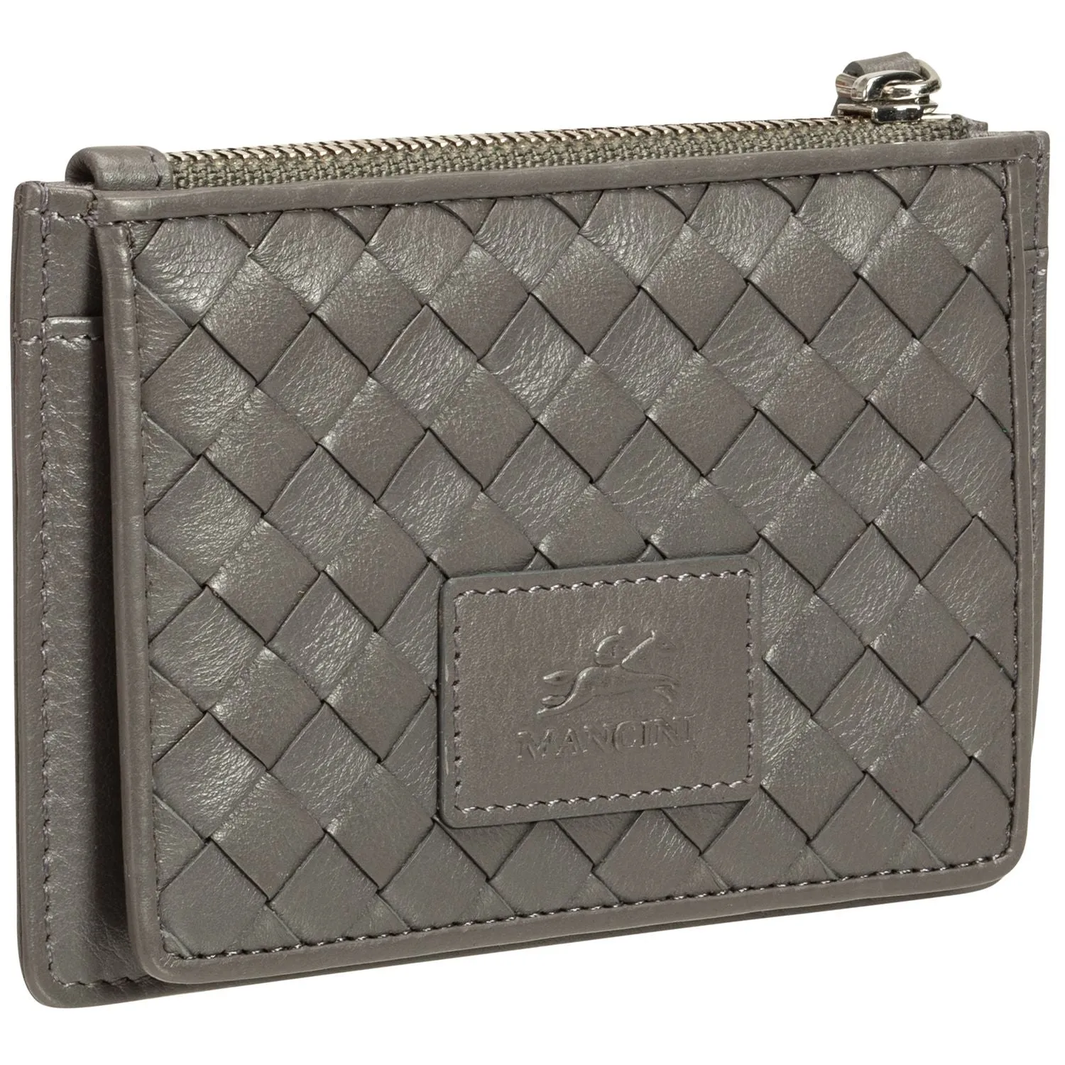 Mancini BASKET WEAVE RFID Secure Card Case and Coin Pocket