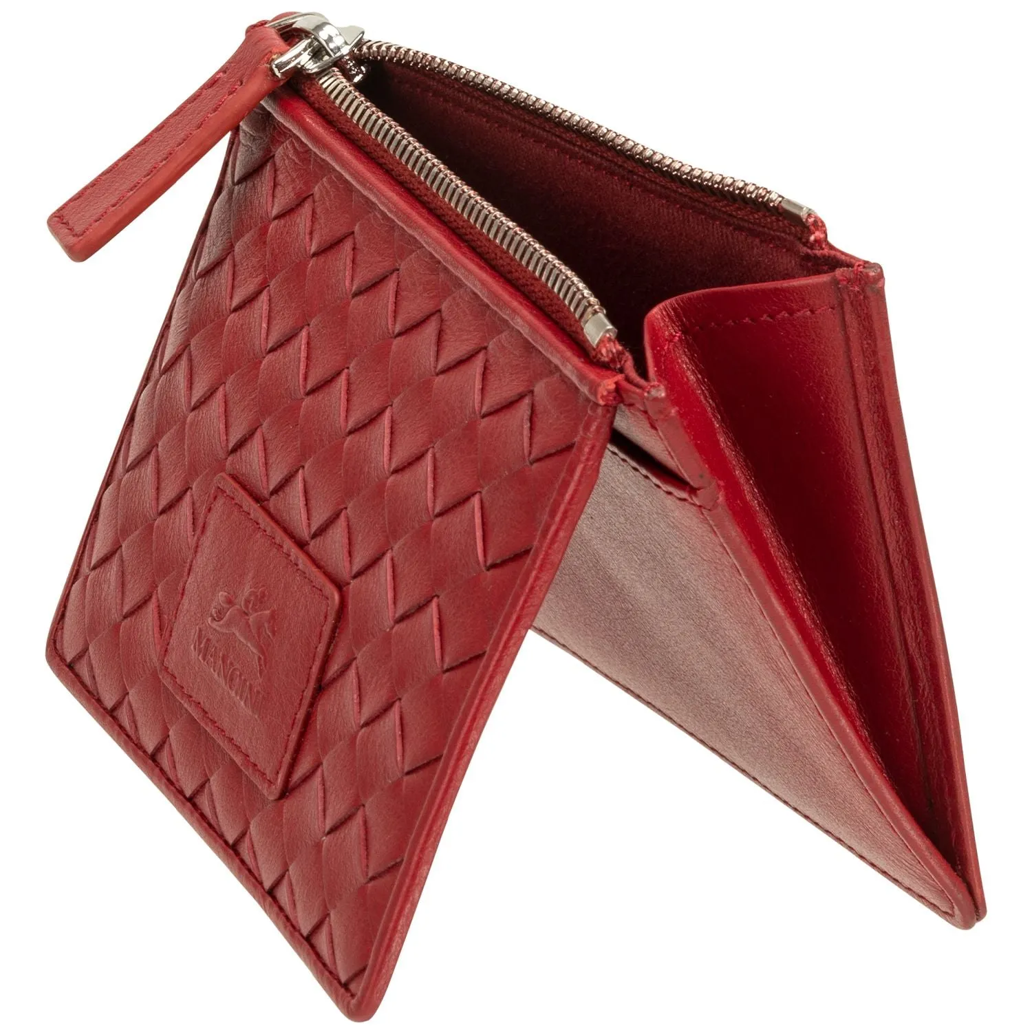 Mancini BASKET WEAVE RFID Secure Card Case and Coin Pocket