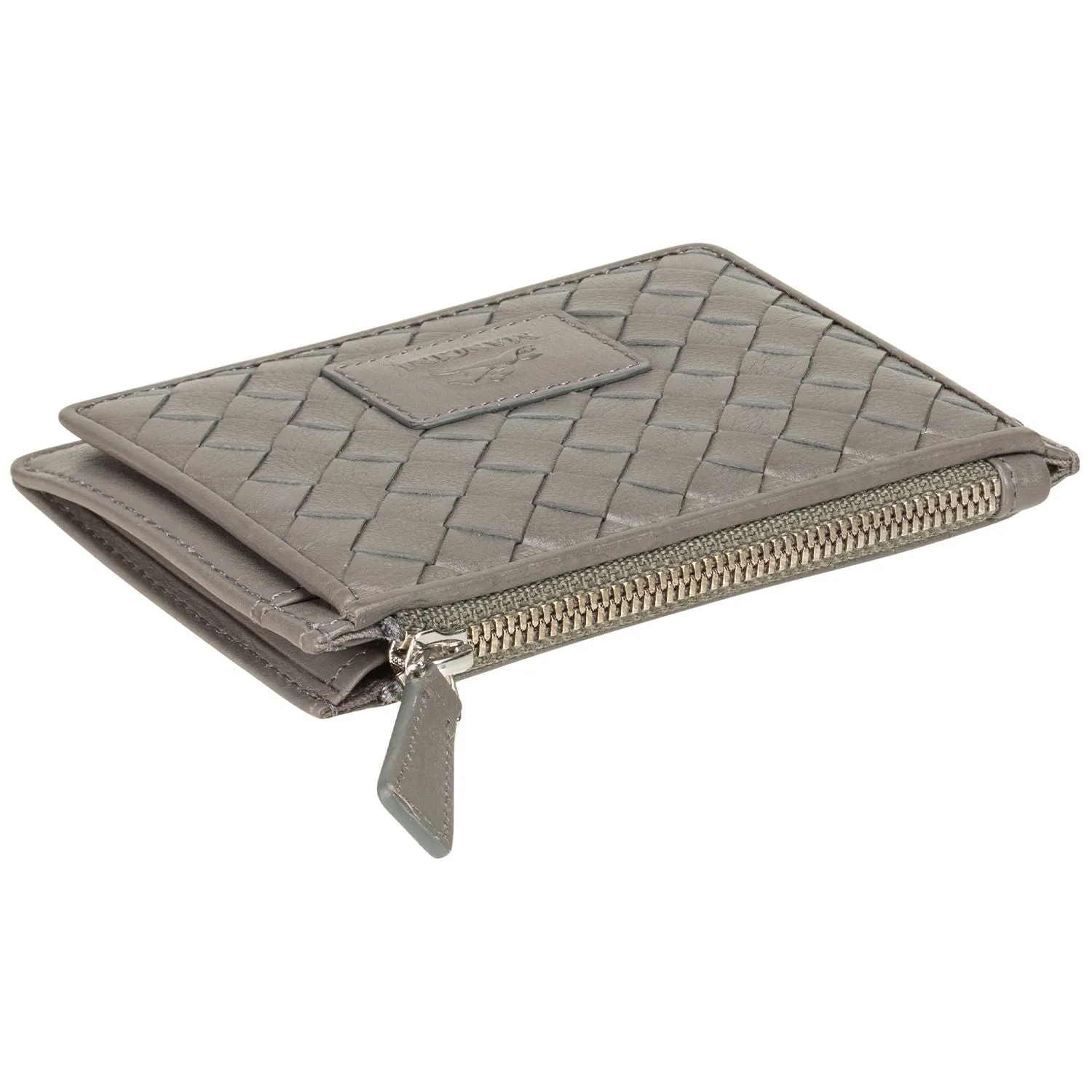 Mancini BASKET WEAVE RFID Secure Card Case and Coin Pocket