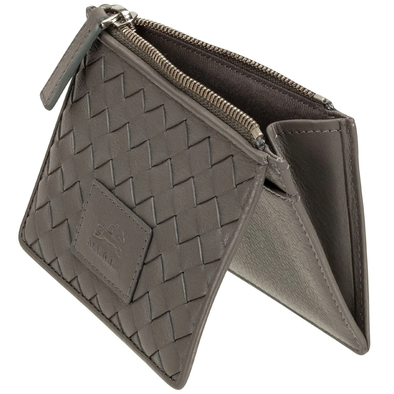 Mancini BASKET WEAVE RFID Secure Card Case and Coin Pocket