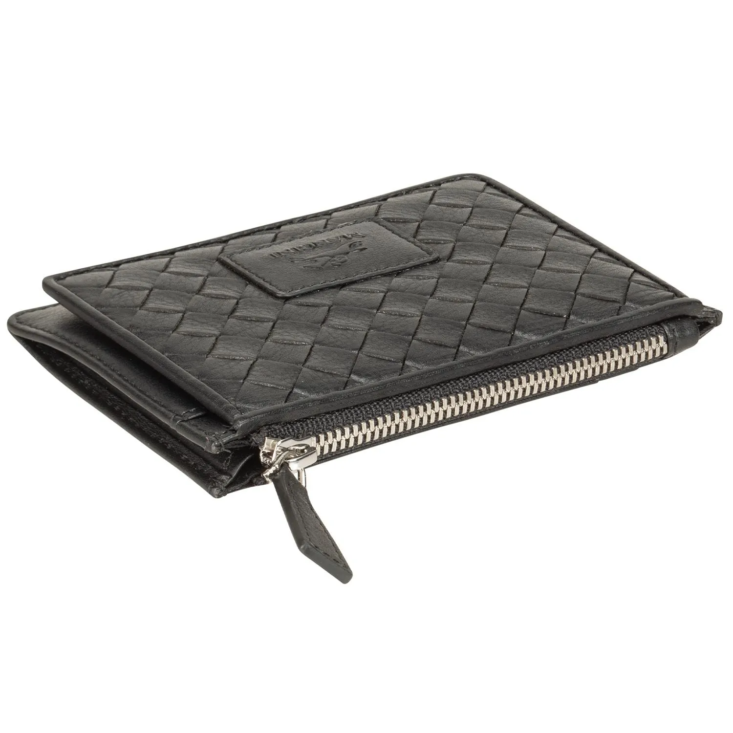 Mancini BASKET WEAVE RFID Secure Card Case and Coin Pocket