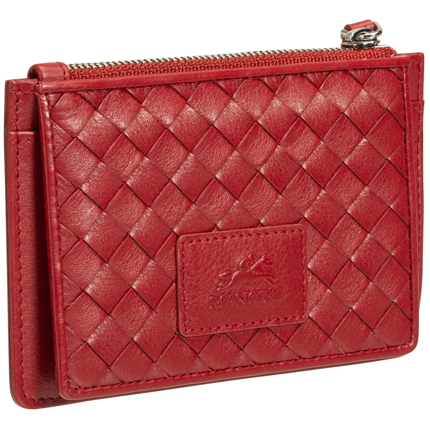 Mancini BASKET WEAVE RFID Secure Card Case and Coin Pocket