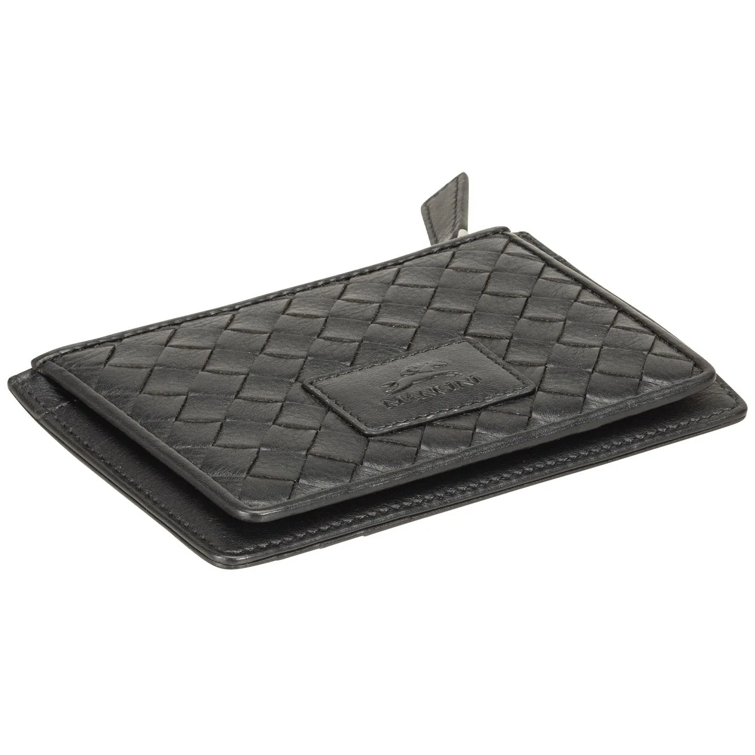 Mancini BASKET WEAVE RFID Secure Card Case and Coin Pocket