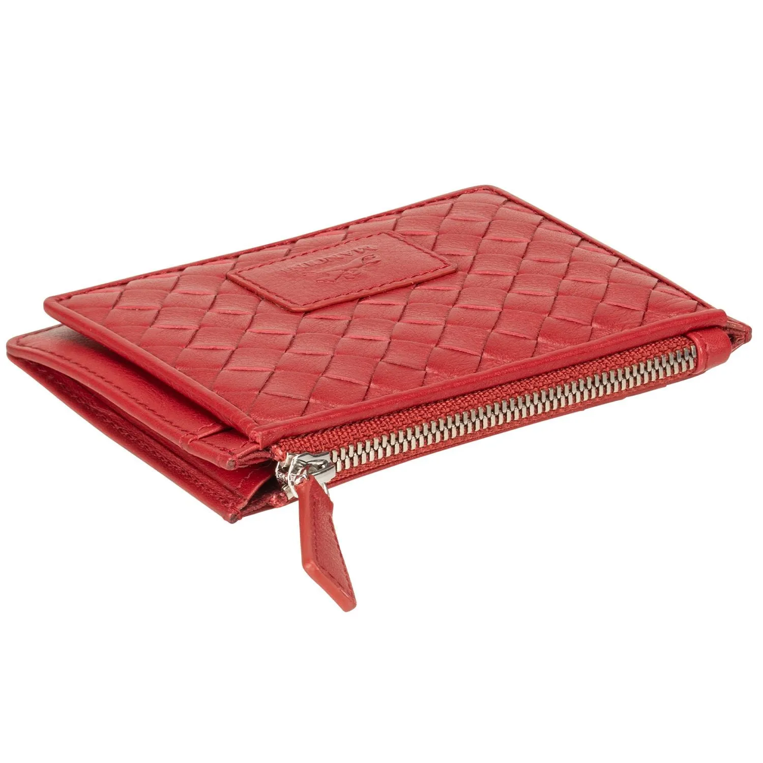 Mancini BASKET WEAVE RFID Secure Card Case and Coin Pocket