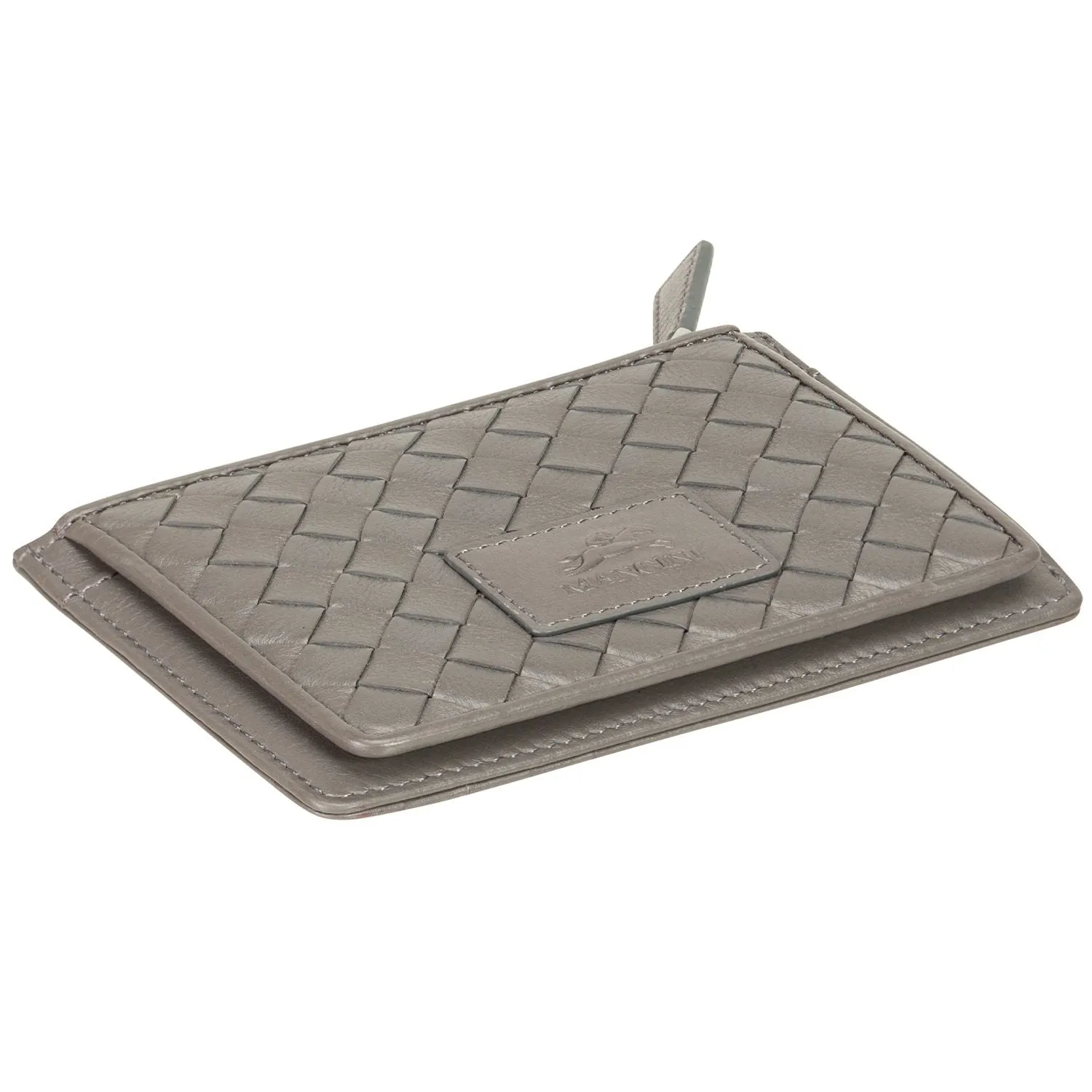 Mancini BASKET WEAVE RFID Secure Card Case and Coin Pocket