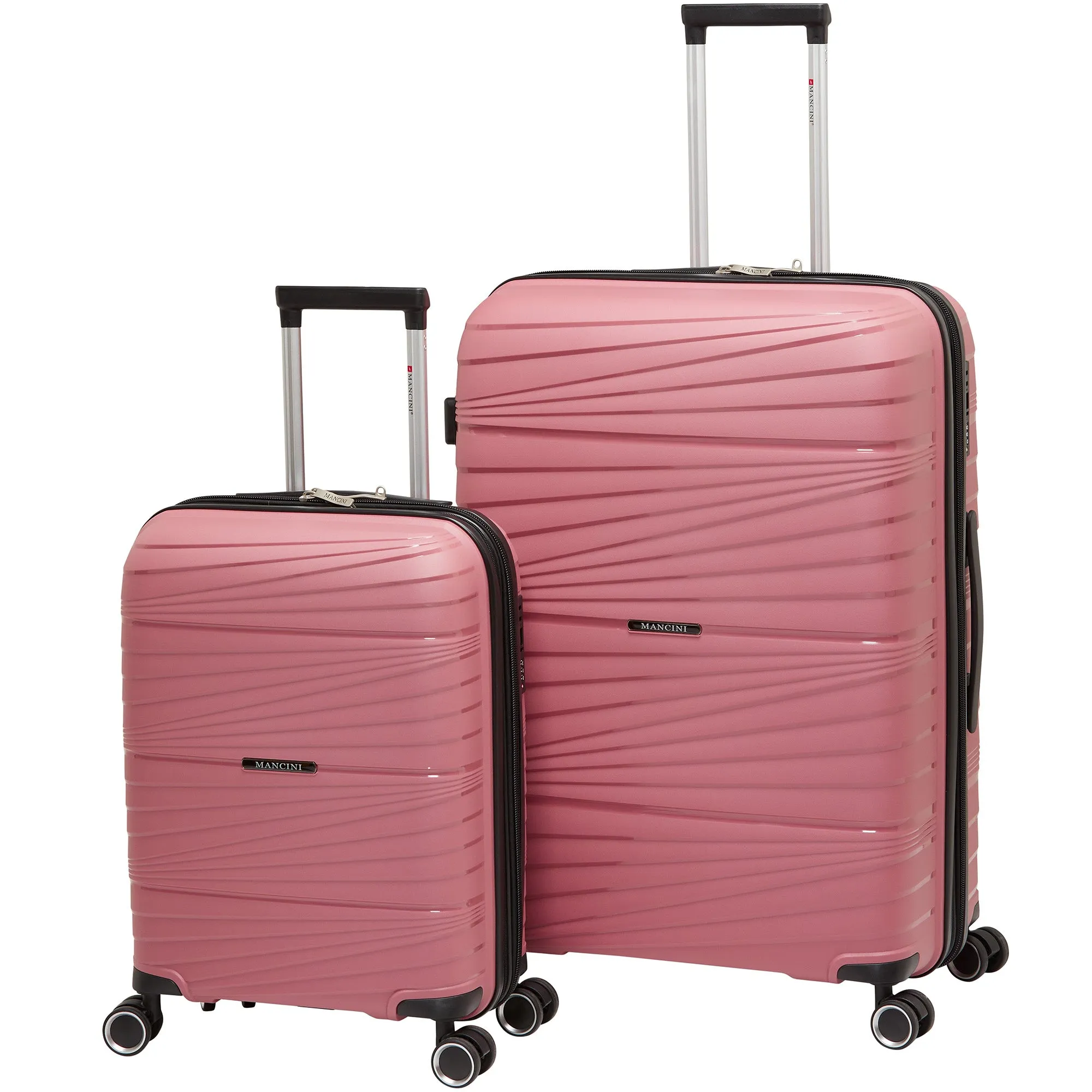 Mancini Bermuda Collection Polypropylene Spinner Luggage 2-Piece Set (Carry-On & Large)
