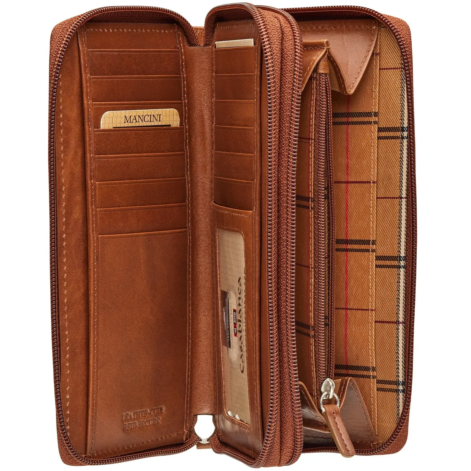 Mancini CASABLANCA Collection Ladies' Double Zipper “Clutch” Wallet (RFID Secure)