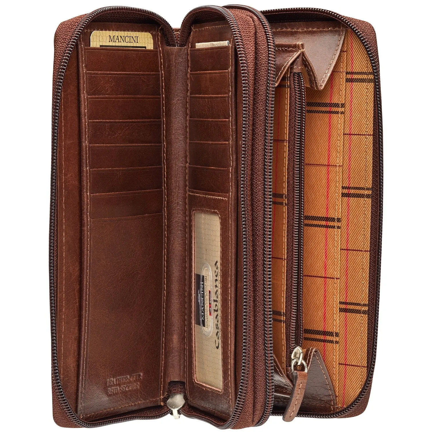 Mancini CASABLANCA Collection Ladies' Double Zipper “Clutch” Wallet (RFID Secure)