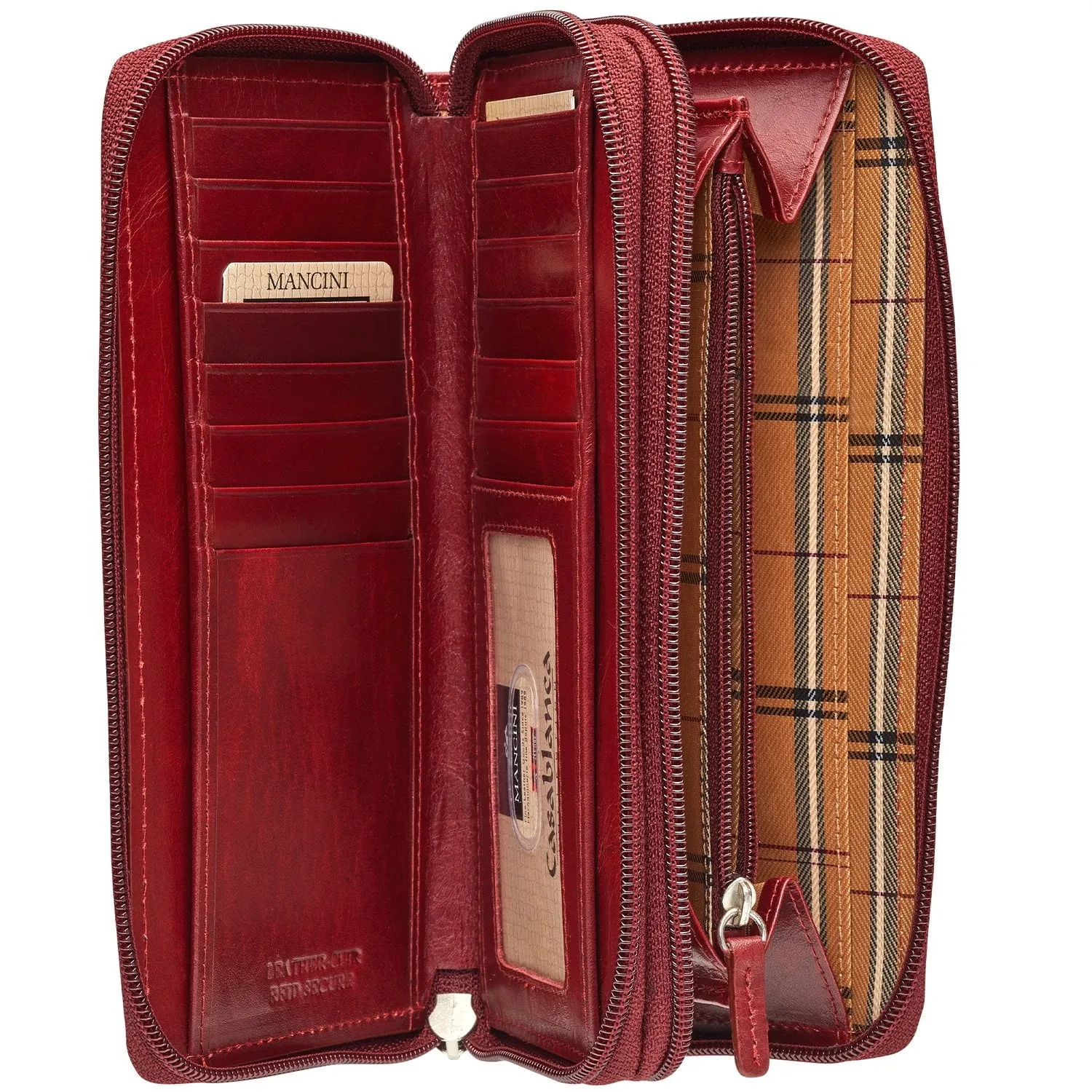 Mancini CASABLANCA Collection Ladies' Double Zipper “Clutch” Wallet (RFID Secure)