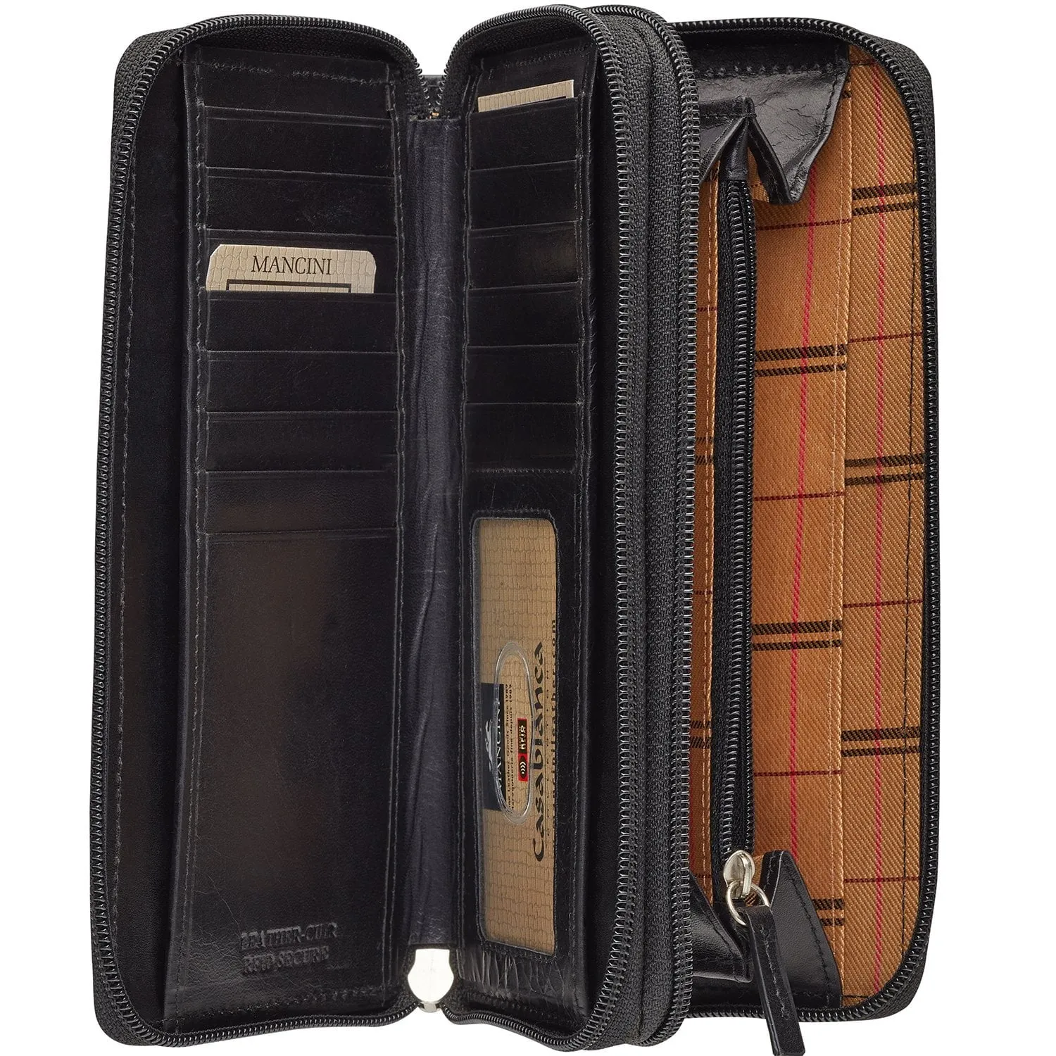Mancini CASABLANCA Collection Ladies' Double Zipper “Clutch” Wallet (RFID Secure)