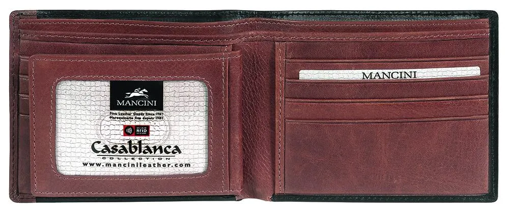 Mancini CASABLANCA Collection Men's Billfold with Removable Passcase (RFID Secure)