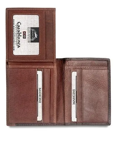 Mancini CASABLANCA Collection Men's Unique Vertical Wing Wallet (RFID Secure)