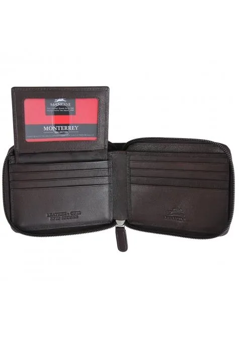 Mancini MONTERREY Men's Zippered Wallet With Removable Passcase
