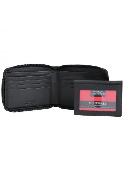 Mancini MONTERREY Men's Zippered Wallet With Removable Passcase