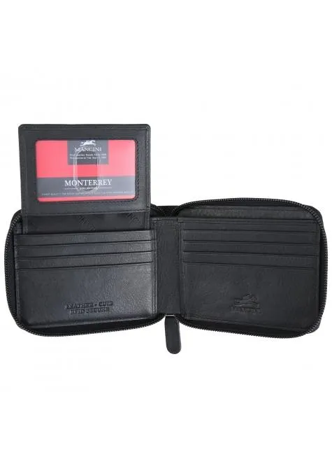 Mancini MONTERREY Men's Zippered Wallet With Removable Passcase