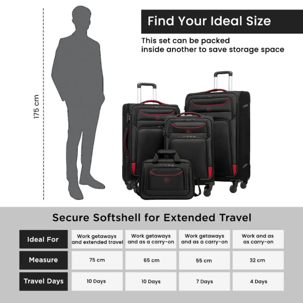 Pre-Order Monaco Softshell Luggage Set on 360° Spinner Wheels with TSA Lock