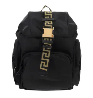 Versace Buckled Logo Detailed Backpack