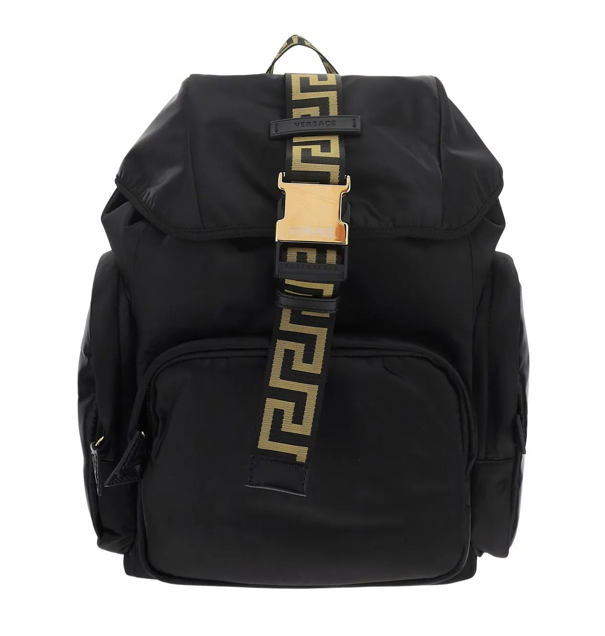 Versace Buckled Logo Detailed Backpack