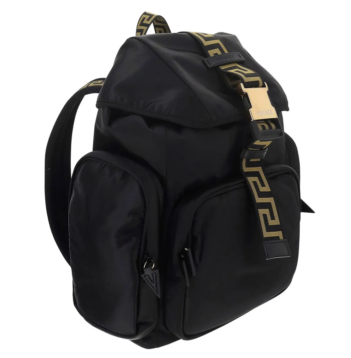 Versace Buckled Logo Detailed Backpack