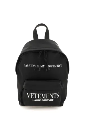 Vetements Logo Printed Zipped Backpack